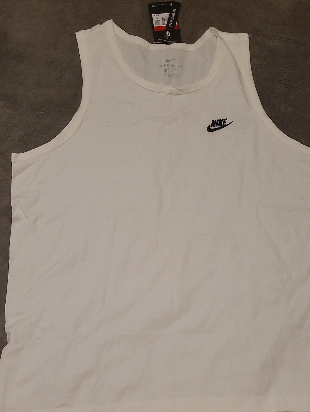Nike Men’s White Tank Top with Black Swoosh
